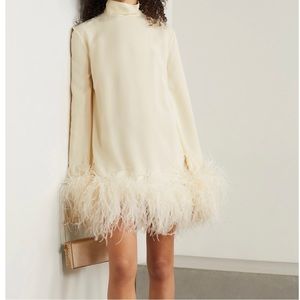 Taller Marmo Gina Feather-trimmed Crepe Mini Dress. Size 38. Worn Once